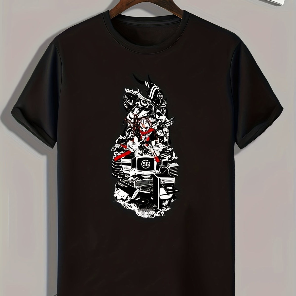 Skull And Computer Stuffs Print Men's Graphic T-shirt