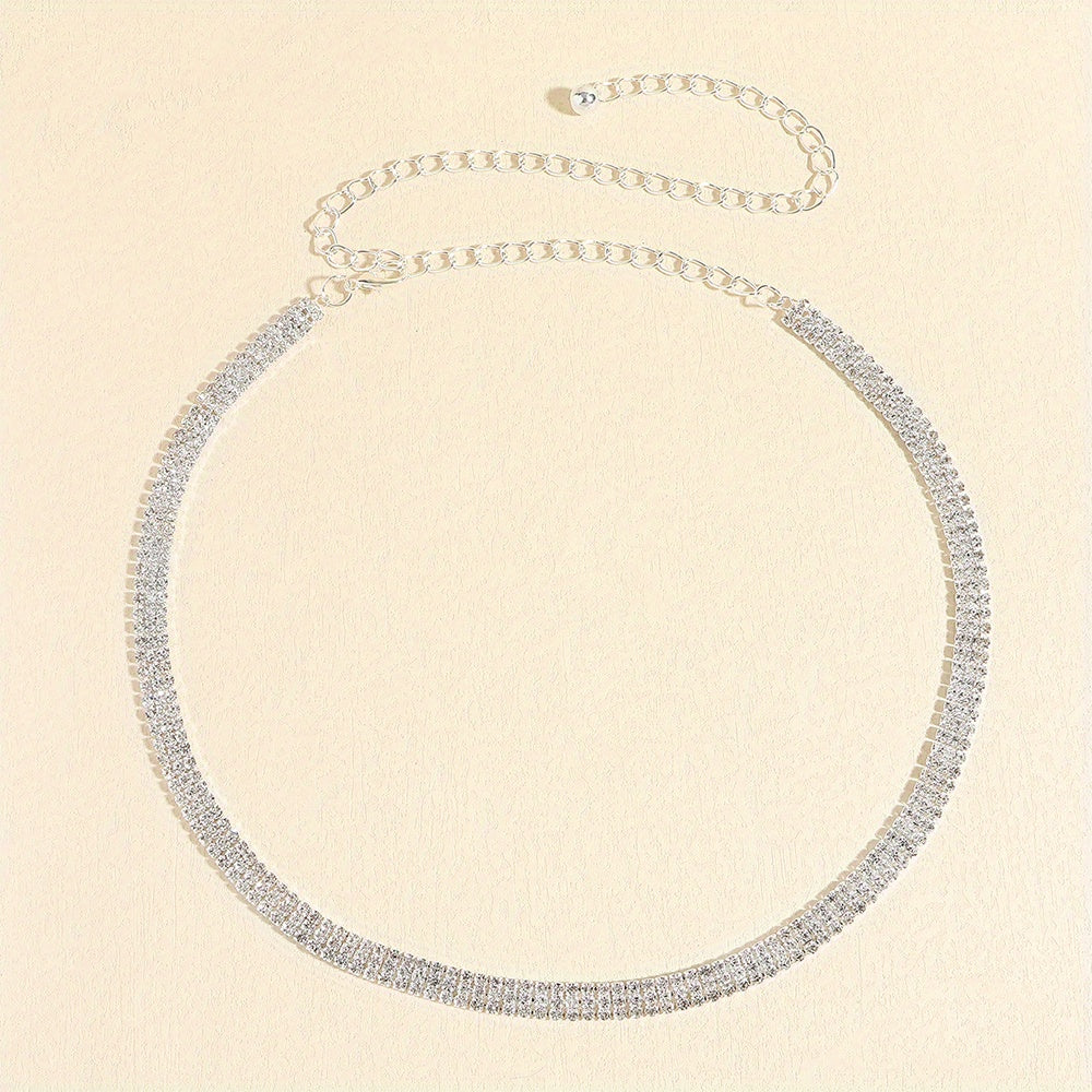 Rhinestone Metal Waist Chain Sparkling Belly Chain Belt for Women