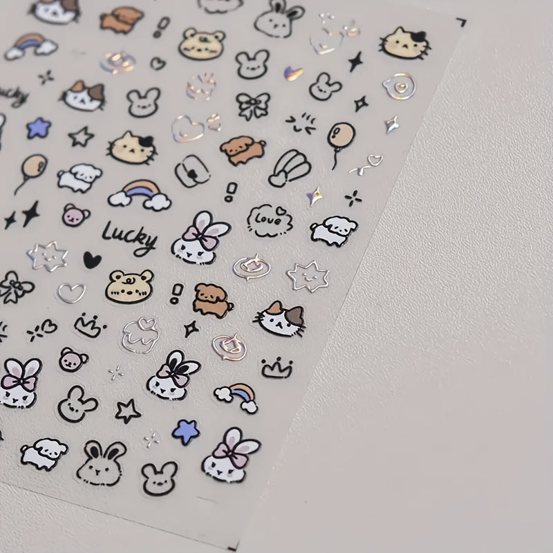 Cartoon Adhesive Stickers Variety Pack for Laptop Desk Pen Decoration