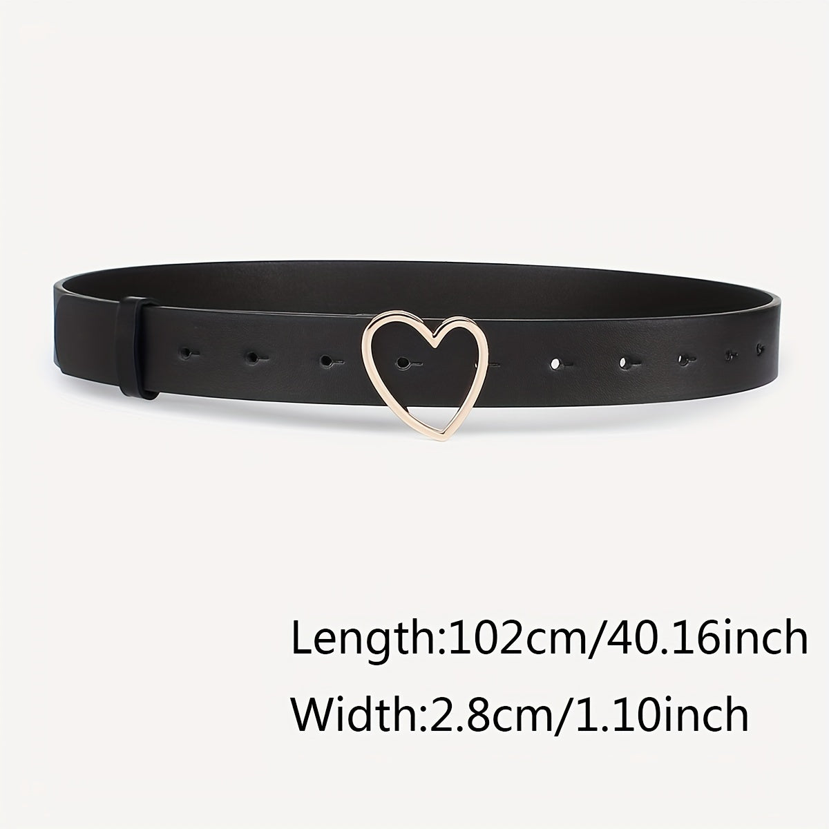 3pcs Heart Buckle Belt Classic PU Leather Waist Belt for Women