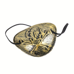3pcs Halloween Pirate Costume Set Red Ribbon Captain & Hat Hook & Golden Mask