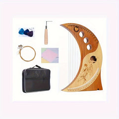 Chang'e Moon Lyre Instrument, Turquoise Steel Strings, 19 Tone C Tone