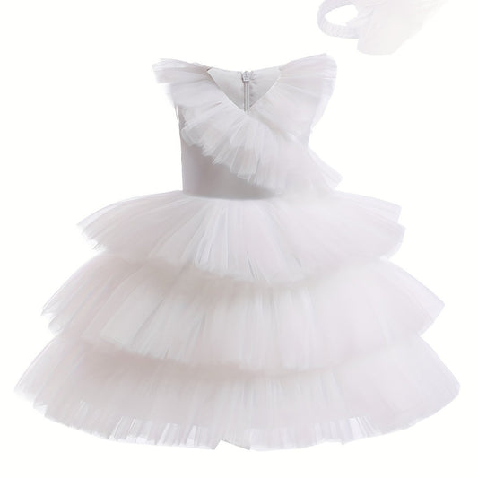 Puffy Tiered Princess Dress Grace Outfit for Wedding Birthday Party Performance
