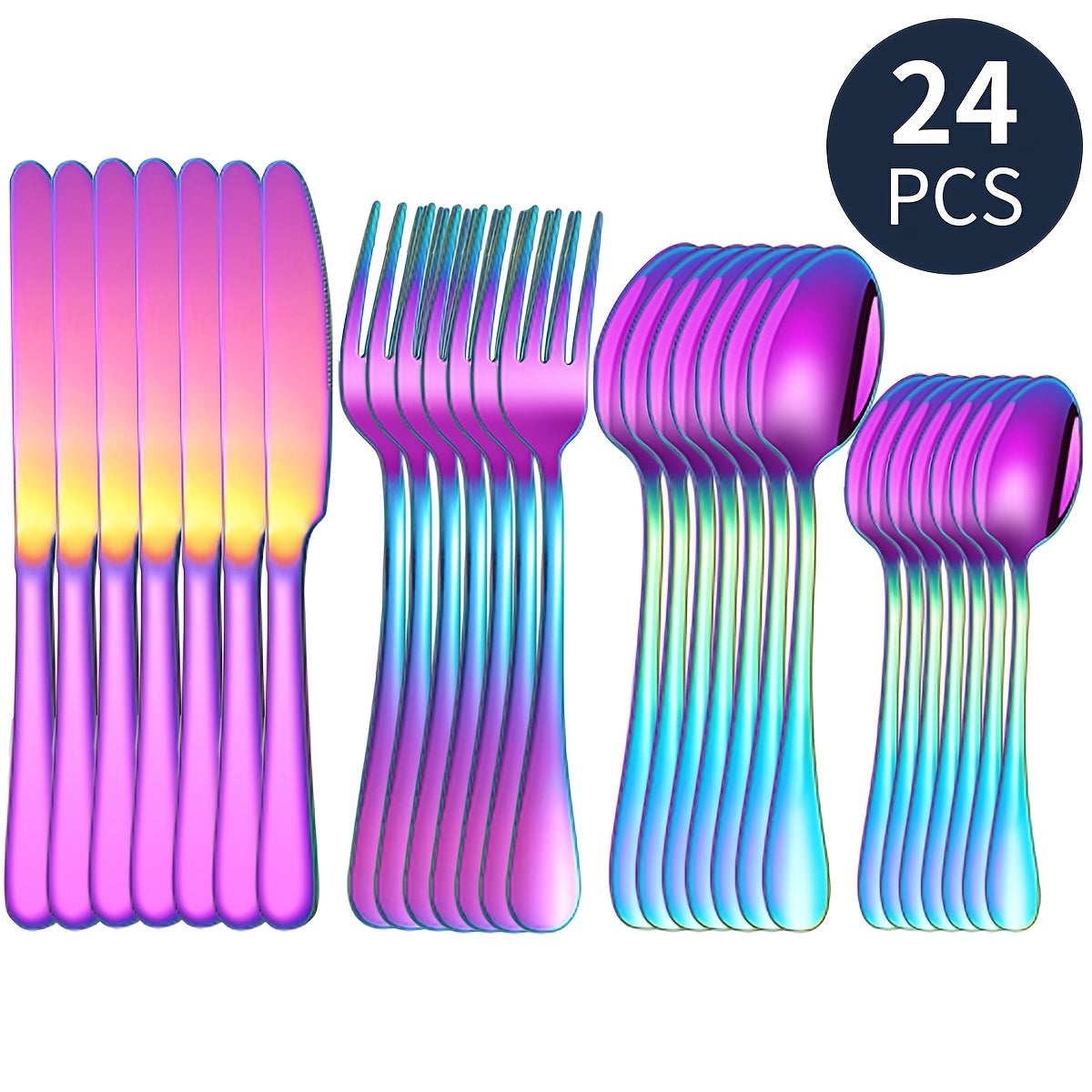 24pcs Stainless Steel Cutlery Flatware Set Mirror Polished