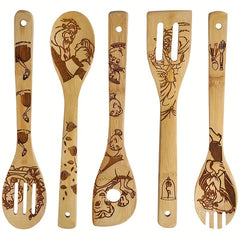 5pcs Bamboo Halloween Kitchen Utensils Set - Non-stick Cooking Tools
