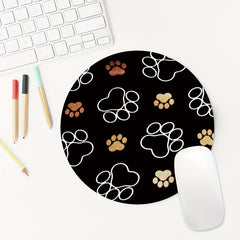 Animal Footprints Mouse Pad for Women Round Non-slip Rubber Mat