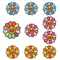 12pcs Smile Face Rainbow Sunflower Embroidered Patches