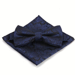 Polyester Formal Men's Bow Tie Handkerchief Set