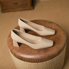 Women's Chunky Heels Square Toe Pumps