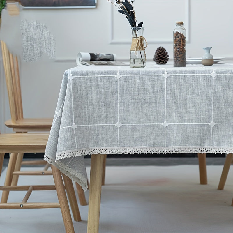 Cotton Linen Rectangle Tablecloth for Family Gathering