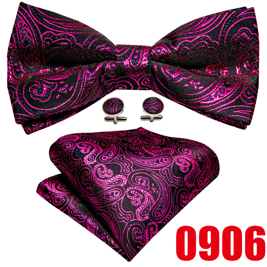Barry Wang Men's Bow Tie Braided Satin Paisley Pre Tie Adjustable Bow Tie