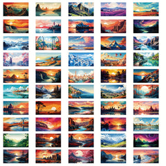 50pcs Sunset Landscape Sticker For DIY Decoration Skateboard Phone Computer