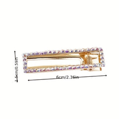 Rhinestone Hair Clip Rectangular Hollow Duck Billed Clip Hair Accessories