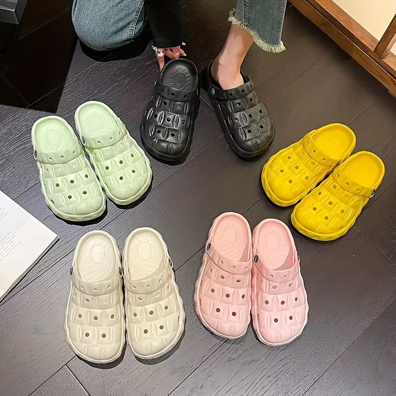 Women's Solid Platform Clogs Slip On Round Toe Non slip Soft Sole Slides