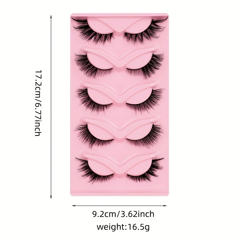 5 Pairs 3D Winged End Cat Eye False Eyelashes