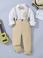 Boys Gentleman Bowtie Shirt & Overalls Set