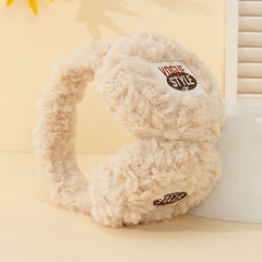 Unisex Plush Earmuffs English Print Contrast Foldable Skiing Vacation Winter
