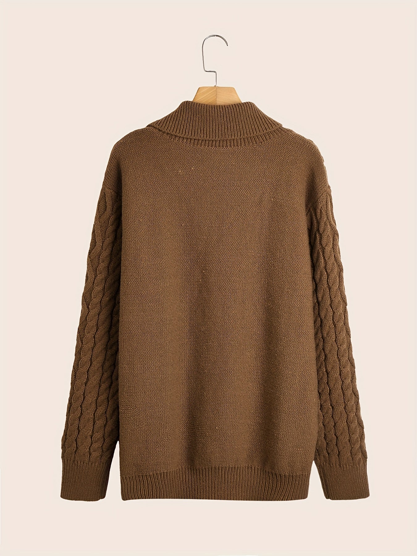 Men's Vertical Twist Texture Sweater Mid Stretch Irregular Collar Pullover