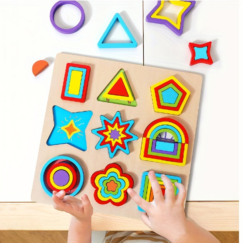 Montessori Wooden Puzzle Shape Cognition Matching Baby Toy