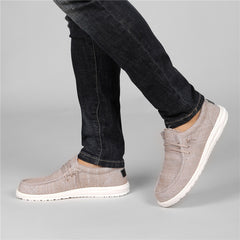 Men's Breathable Canvas Loafer Shoes Lightweight Slip On Boat Shoes
