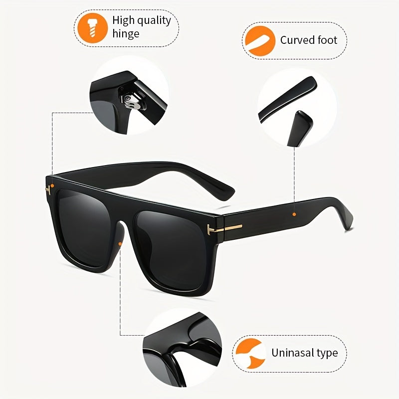 Vintage Square Aviator Sunglasses UV Protection T-shaped Decorative Glasses