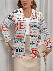  Fashionable Cardigan Women's Plus Graffiti Print Long Sleeve