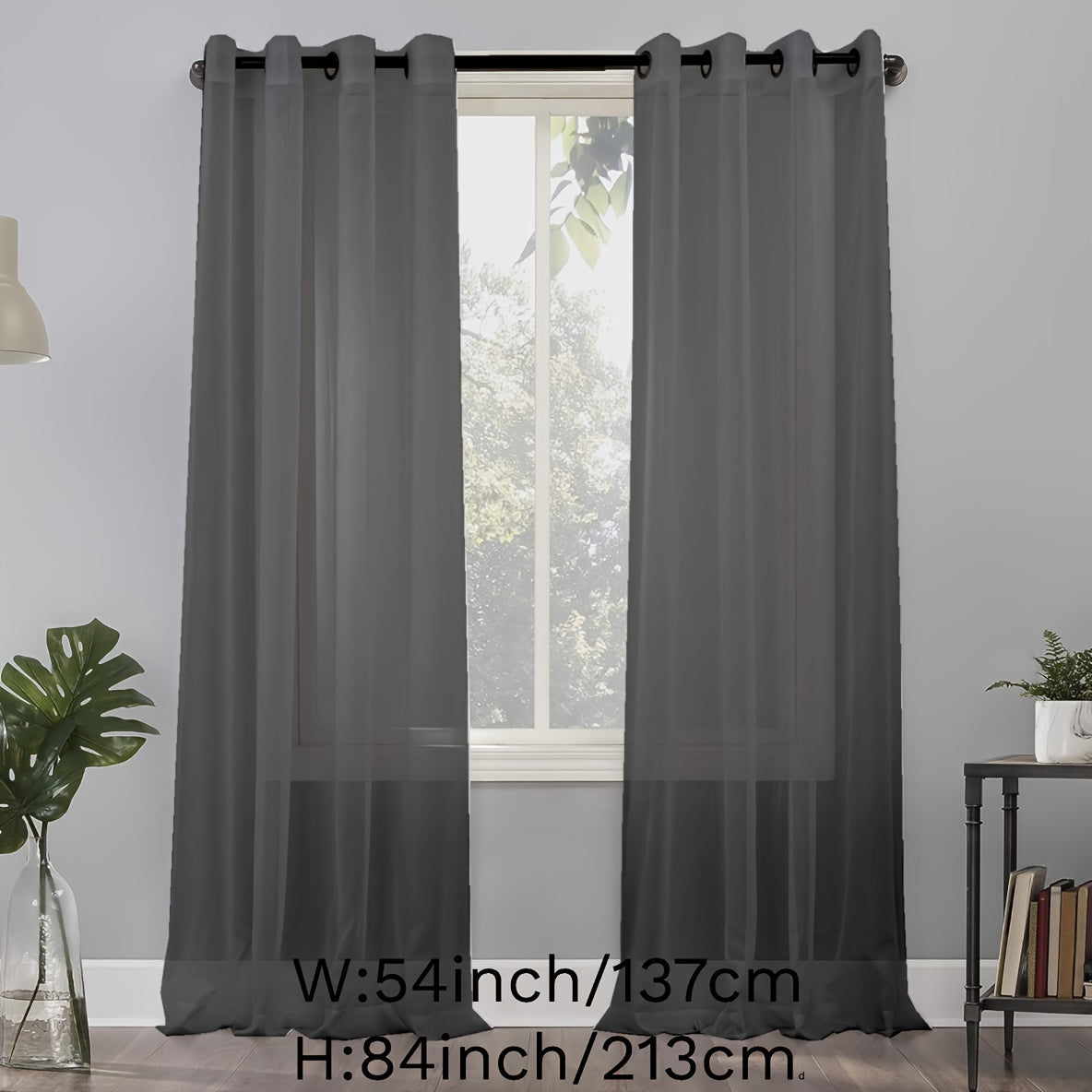 1 Panel Sheer Grommet Top Voile Curtain for Home Decor