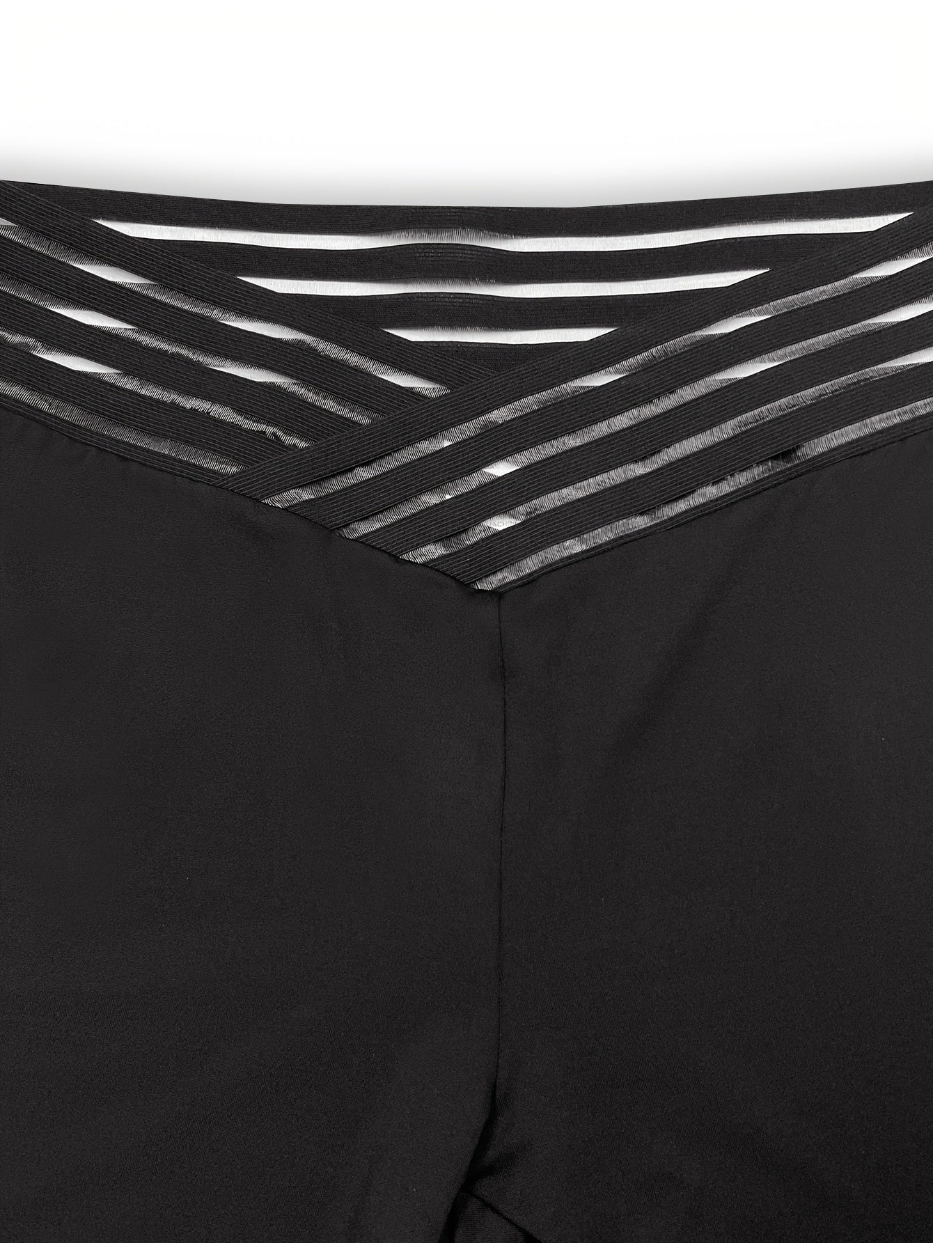  Solid Cross Waist High Rise Tapered Leg Trousers