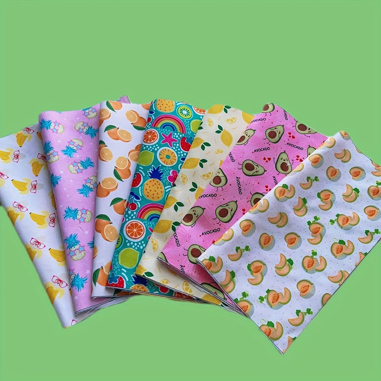 7 Assorted Pre-cut Fabric Pack DIY Bow Craft Doll Sewing Patches