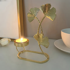 Iron Apricot Leaf Candle Holder for Tabletop Display