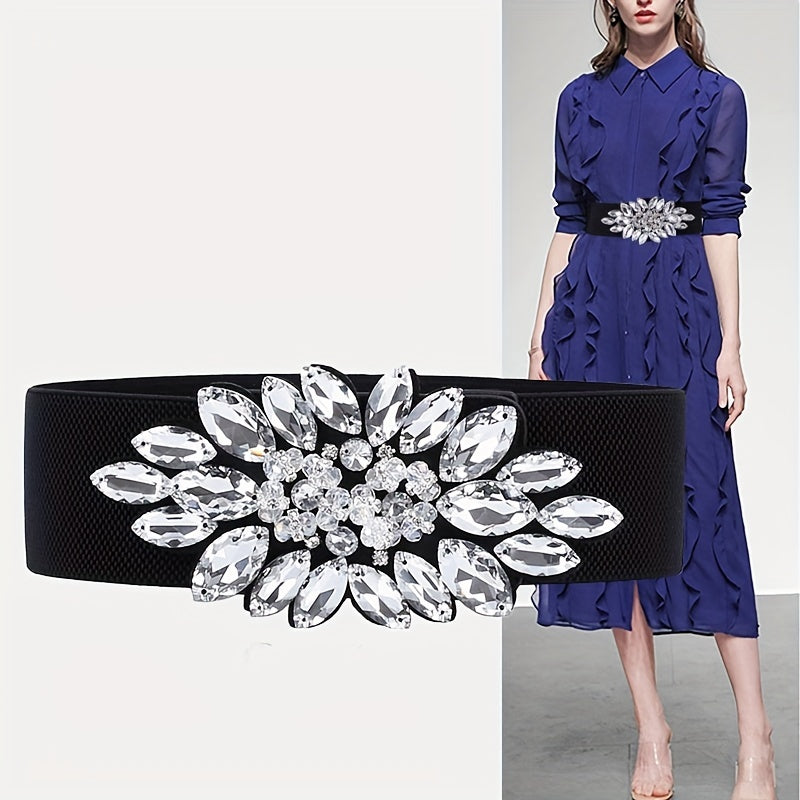 Rhinestone Elastic Band Vintage Waist Belt