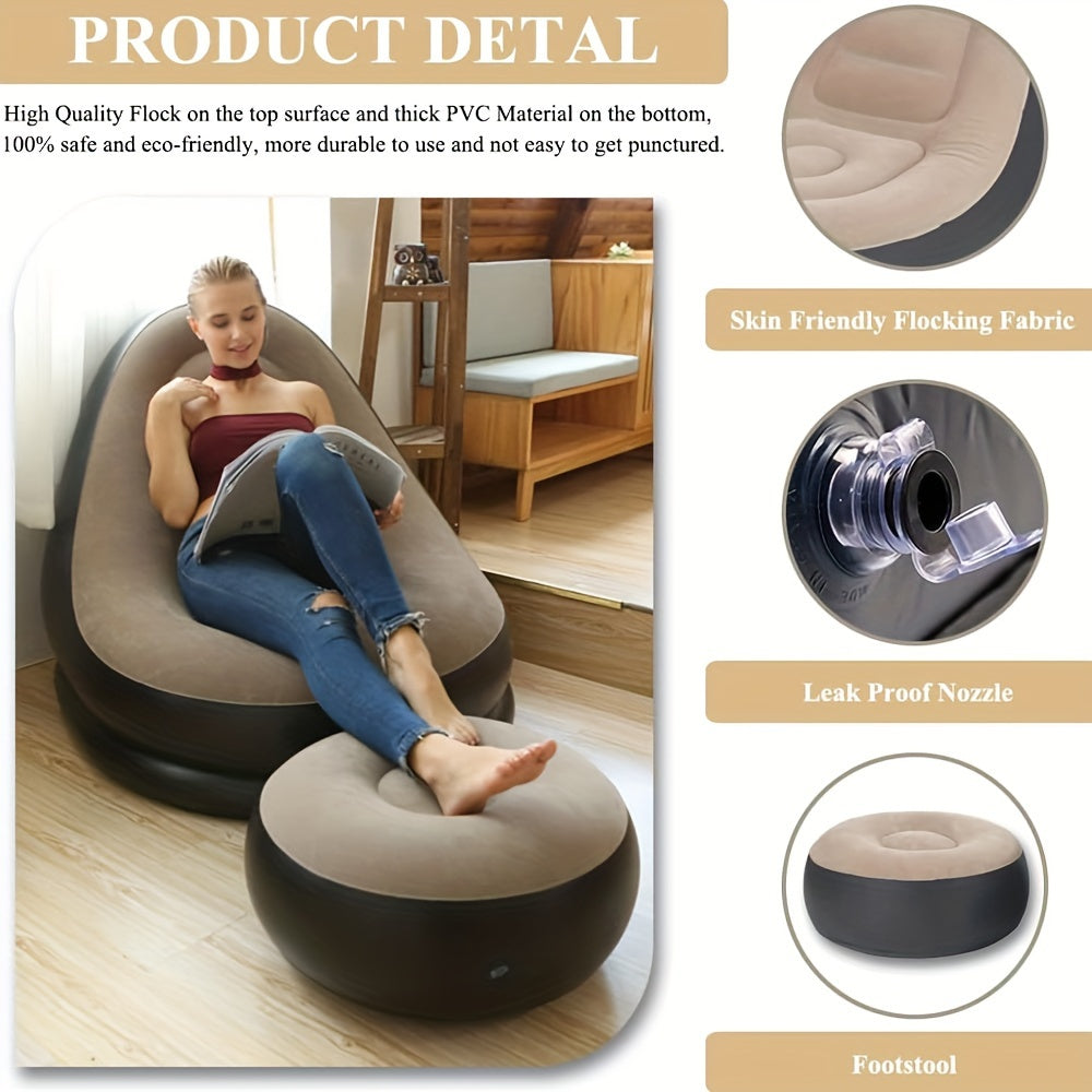 Portable Inflatable Lazy Sofa Chair with Footrest