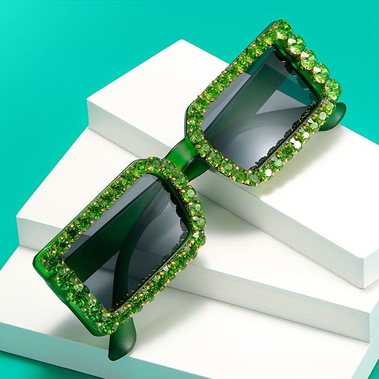 Y2K Rhinestone Rectangle Sunglasses for Women