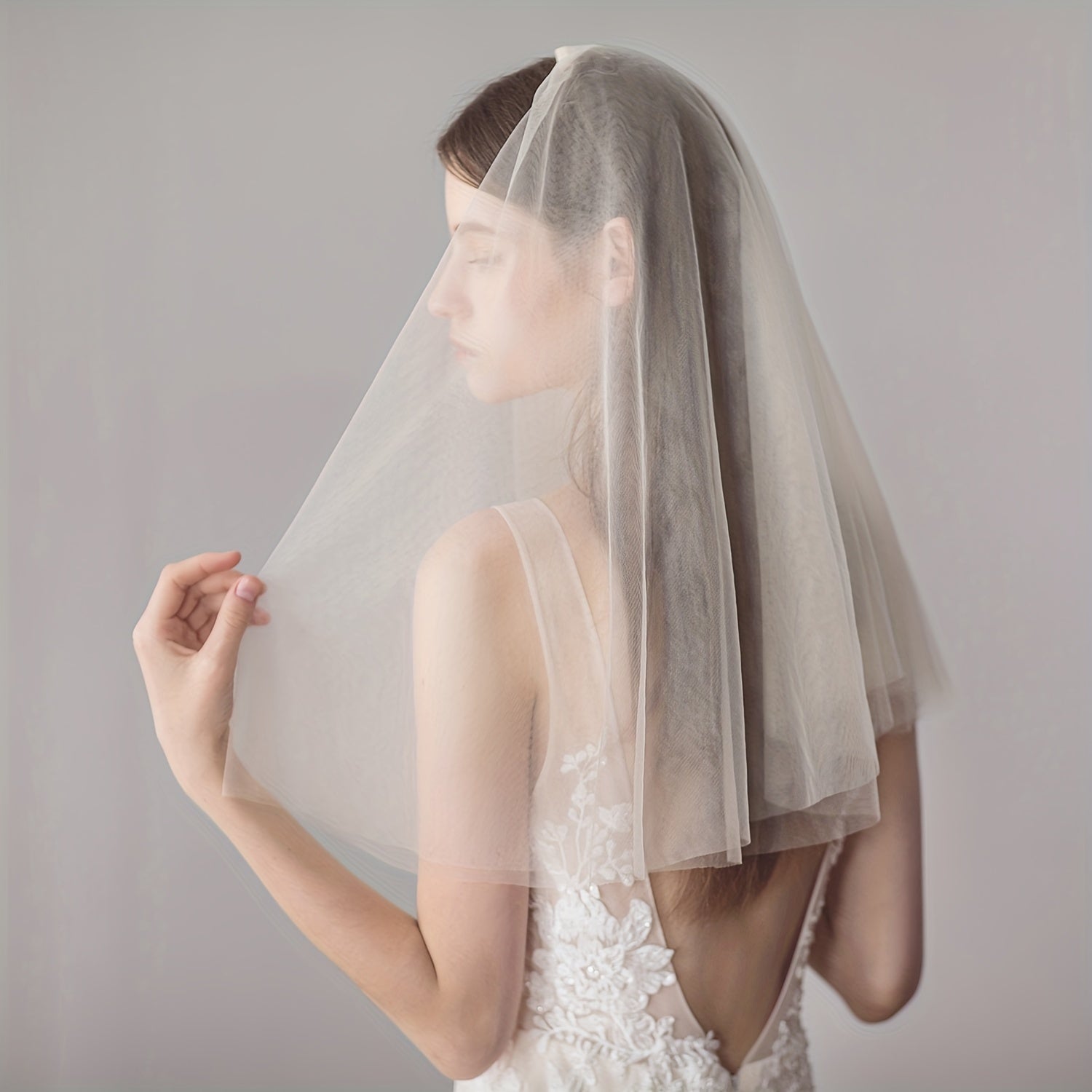 Thin Mesh Veil With Comb Bridal Veil Plain Yarn Wedding Hair Accessories