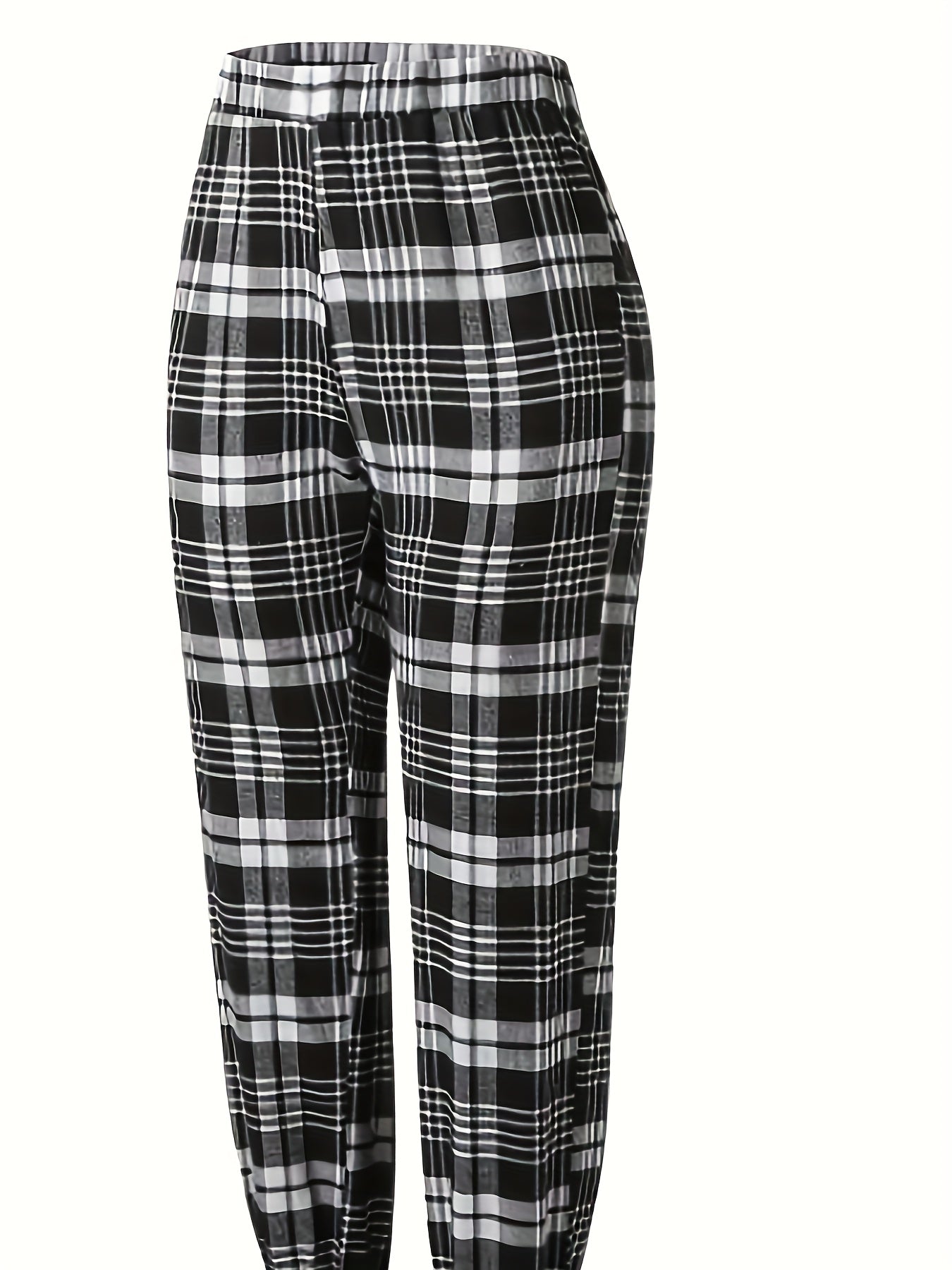  Plaid Print High Rise Jogger Trousers