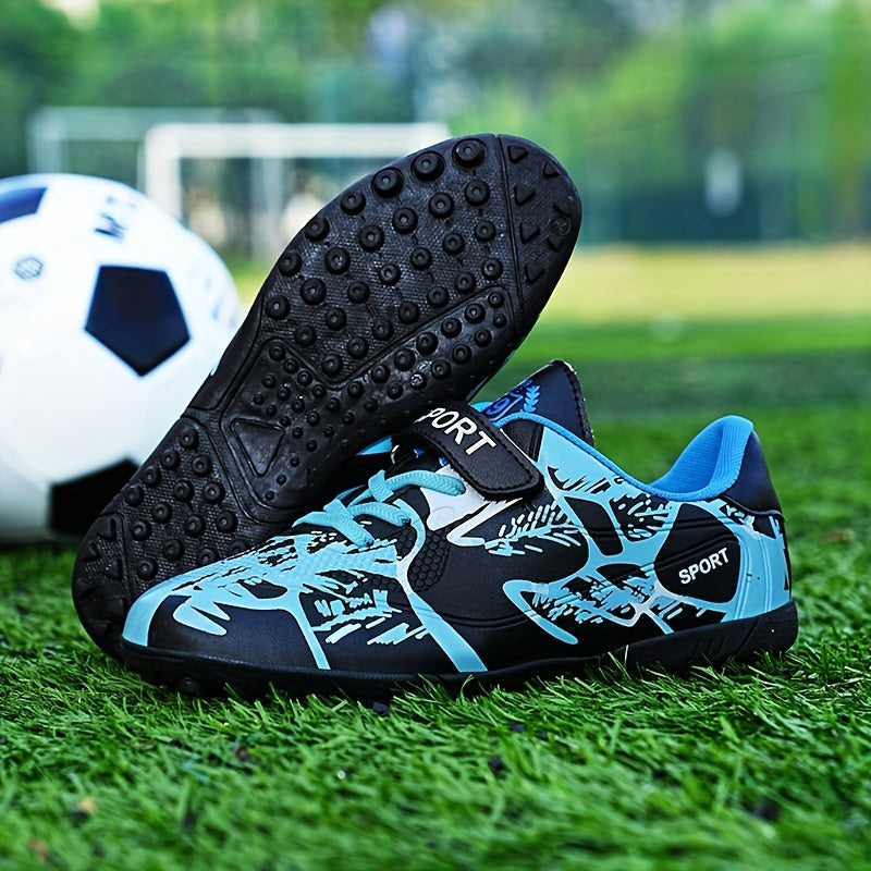 Boy's TF Football Boots Hook Loop Fastener Anti-skid Soccer Shoes