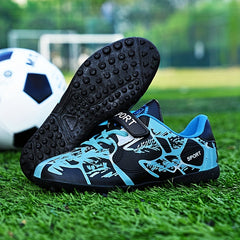 Boy's TF Football Boots Hook Loop Fastener Anti-skid Soccer Shoes
