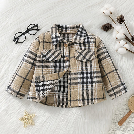 Baby Boy Plaid Shirt Coat Long Sleeve Button Down Shacket