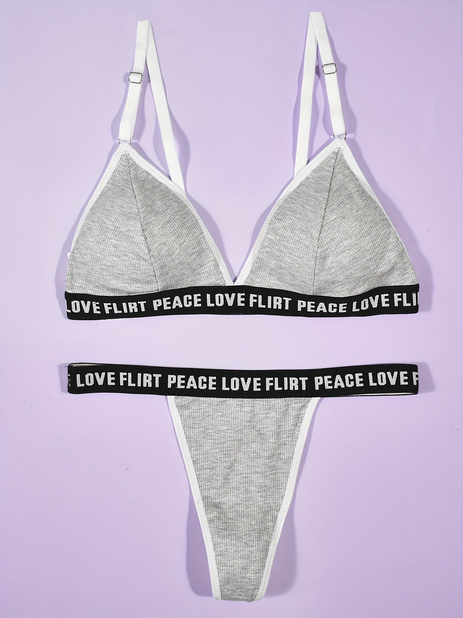 Letter Print Bra & Panties Set