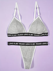 Letter Print Bra & Panties Set