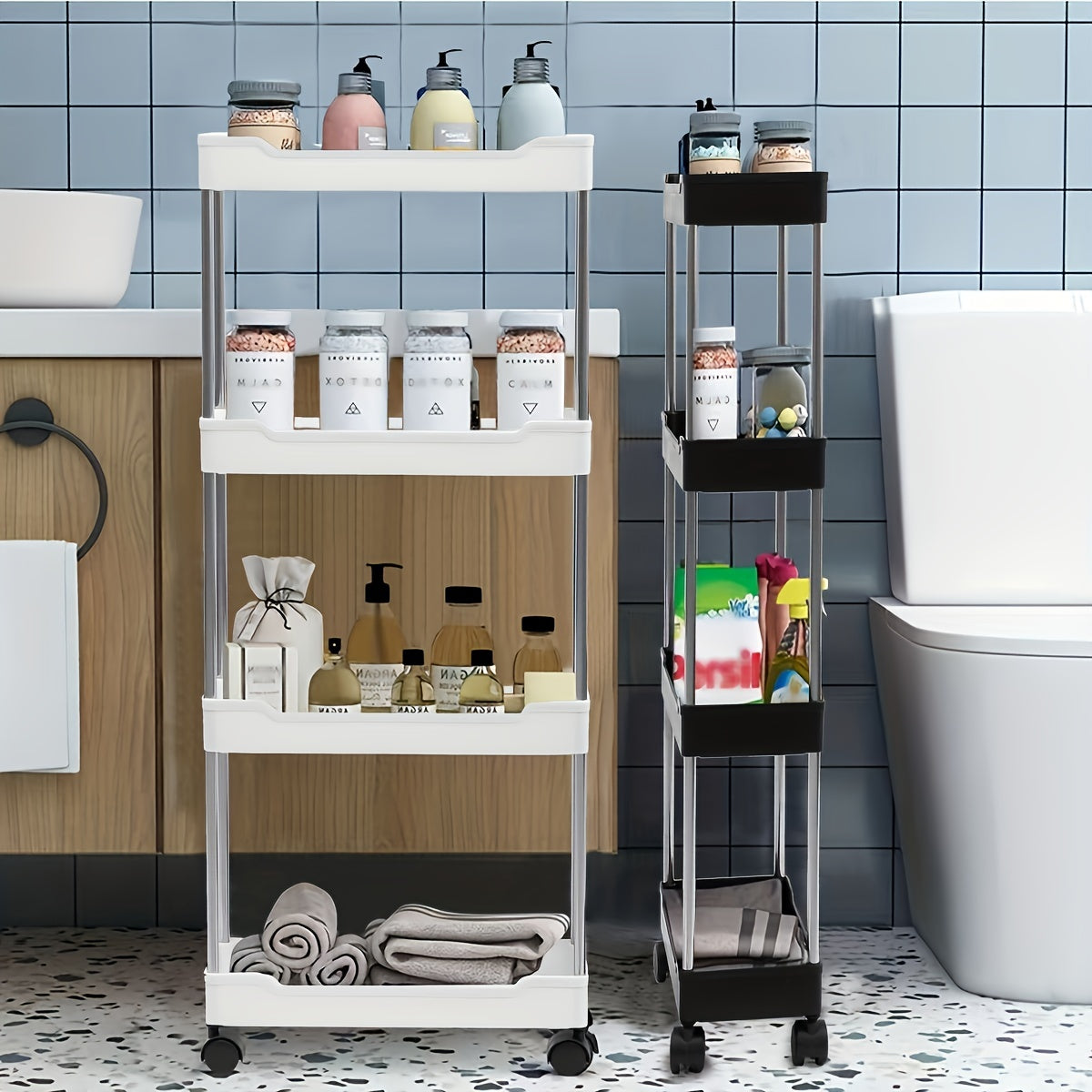 Slim Rolling Storage Cart 4 Layer Bathroom Storage