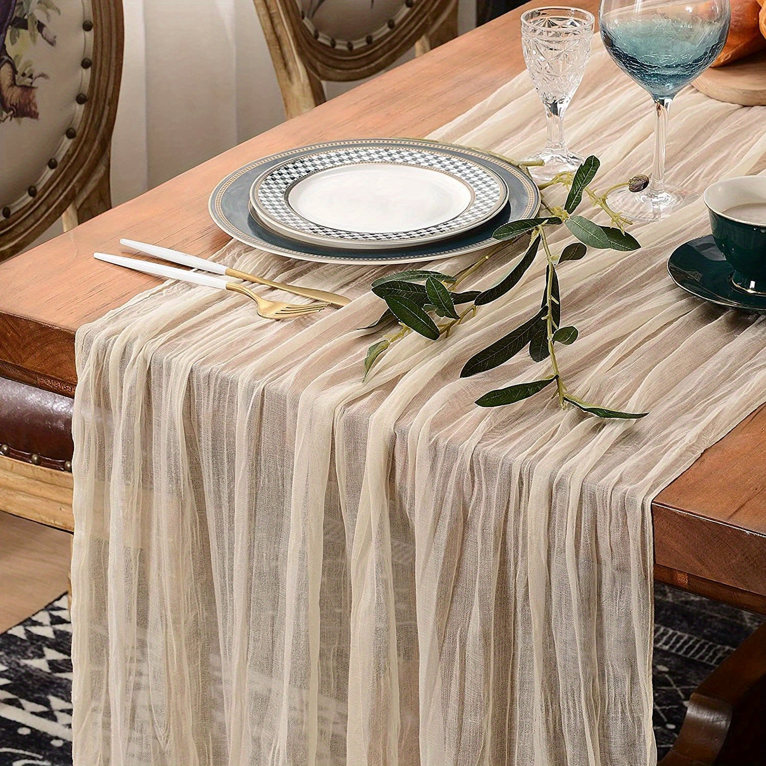 Boho Cheesecloth Table Runner for Wedding Reception Bridal Shower