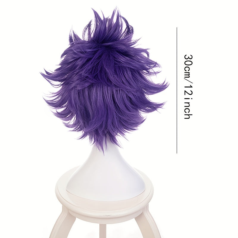 Anime Cosplay Wig Purple Spiky Short Hair Halloween Party Role Play Wigs