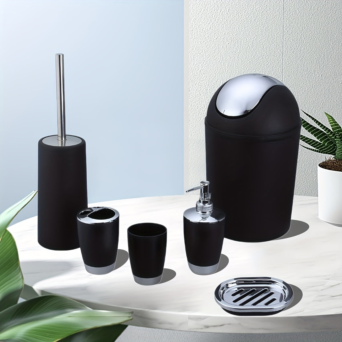 6pcs Bathroom Accessories Set Toothbrush Holder Soap Dispenser