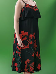 Women's Floral Print Cold Shoulder Maxi Dress