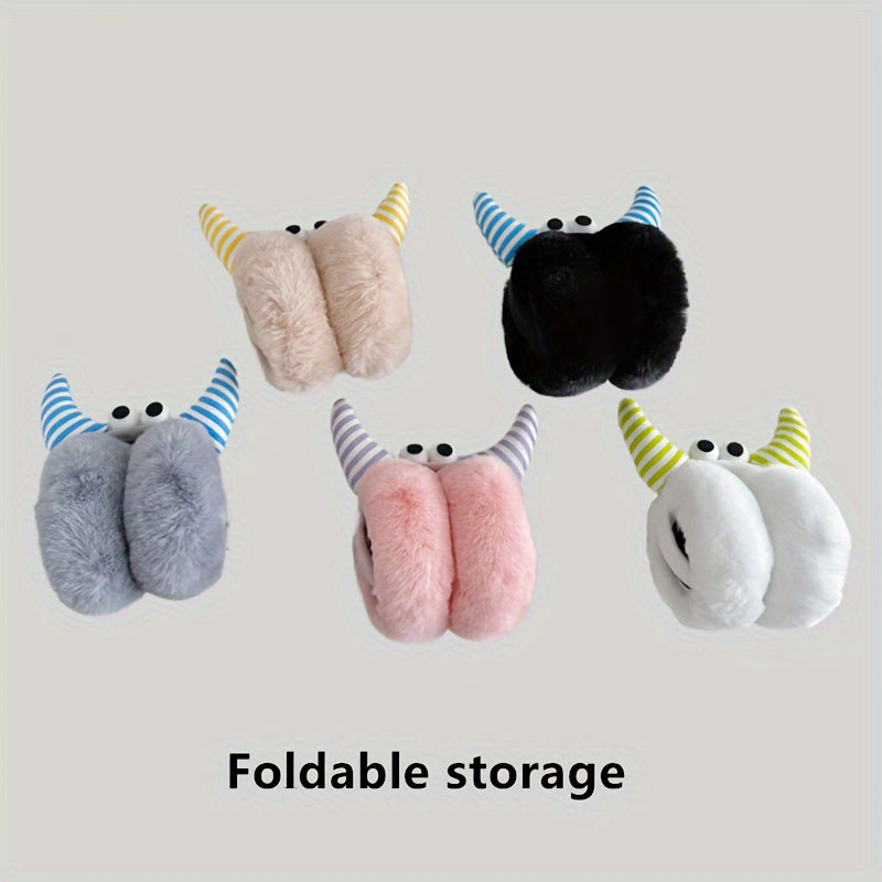 Cute Plush Earmuffs for Winter Cycling, Windproof and Warm