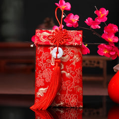 Chinese Knot Silk Red Envelopes Lucky Money Pockets For Spring Festival