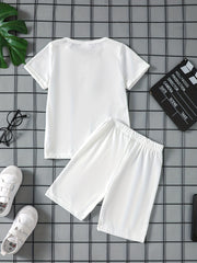 Boys Smile Print Tee Matching Shorts Summer