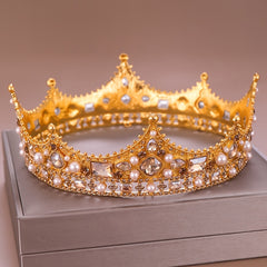 Vintage Crowns Women Birthday Princess Queen Tiara Topper Baroque Hair Accessori