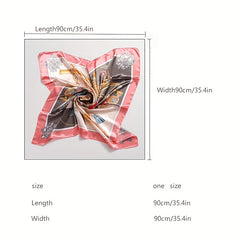Flower Print Square Scarf Vintage Bandana Shawl Silk